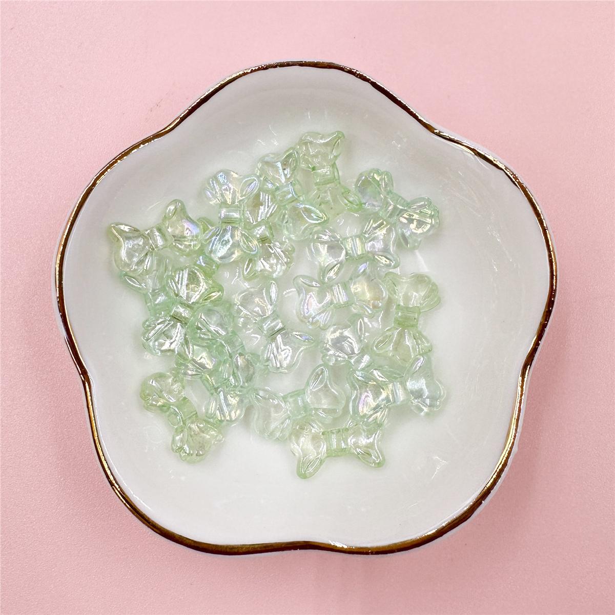 

Творческий материал 8,7*14,7 мм 30 шт. DIY цепочка для мобильного телефона ювелирные изделия аксессуары творческие прозрачные бусины AB декоративное изготовление маленький бант блестящий зелёный