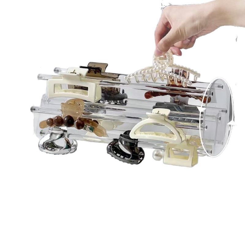 Hairpin Storage Rack Organizer 360° Rotating Transparent Acrylic Hair Accessories Headwear Display Stand Acrylic Sheets Decor