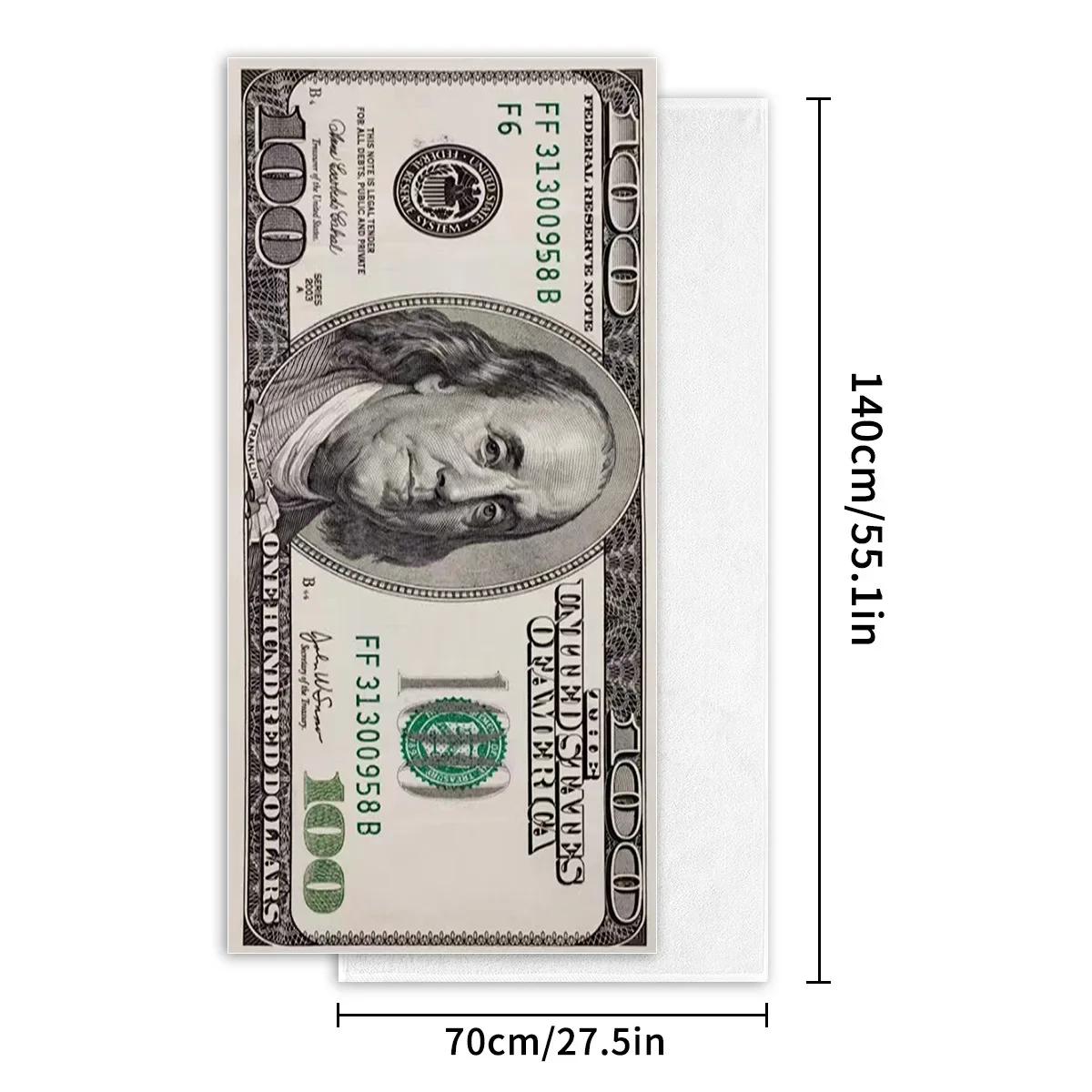 

1 шт. Пляжные полотенца с гигантским принтом в виде доллара - супервпитывающее, большое одеяло для мужчин и женщин - стильный летний незаменимый аксессуар 70x140cm