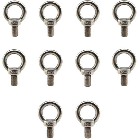 304 Stainless Steel M12 Lifting Rigging Eyebolt Ring Shaped with Lengthened Thread(40mm) Pack of 4 Pcs