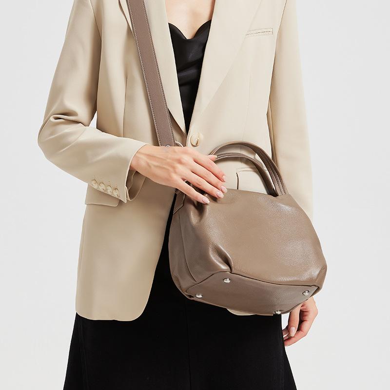 Pleated Cloud Bag Crossbody Single-shoulder Bag, High-end Genuine Leather Handbag