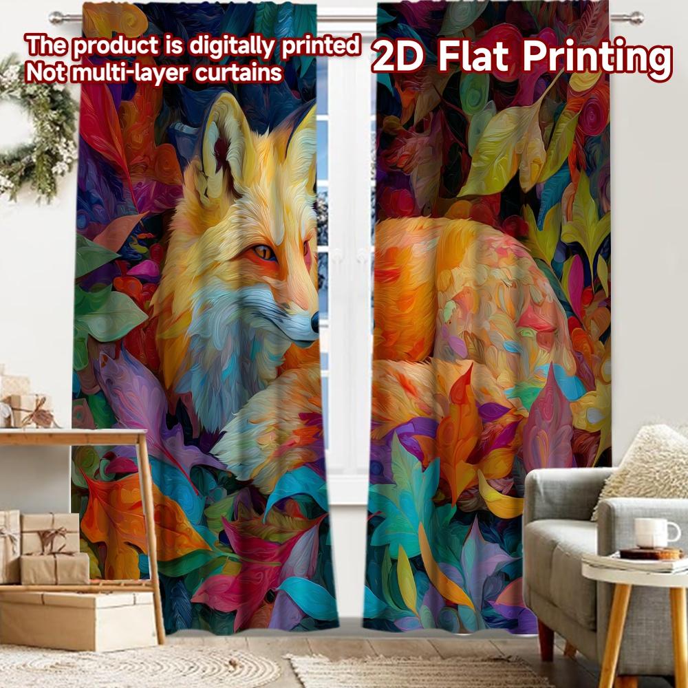 

2pcs, 2D FLAT PRINTING Curtains (Without Rod) Autumn Fox(3) Christmas holiday curtains with digital printing Polyester Curtains 52.50 × 116.00 cm 2 pcs