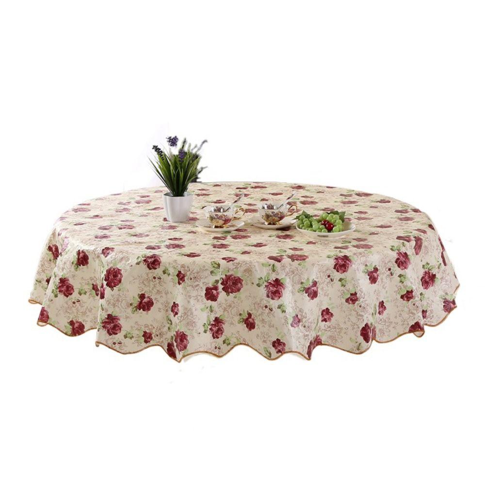 Flower Pattern Printed Tablecloth Oil-proof Table Cover Rose Round Table Cloth  Home Decoration