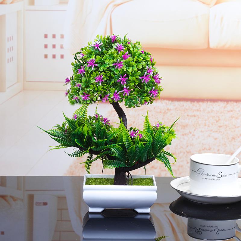 NEW Artificial Plants Bonsai Small Tree Pot Plants Fake Flowers Potted Ornaments for Home Decoration Hotel Garden Decor Colorful