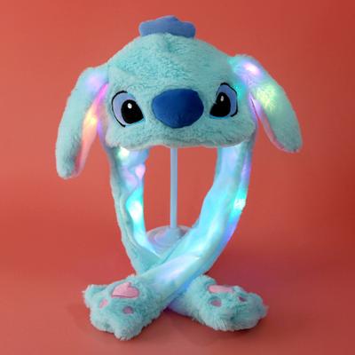 Yousheng Lustiger Plüschhasenhut Niedlicher Ohrenbewegender Springender Hut LED Leuchtend Winter Tierhut für Damen Mädchen Weihnachtsfeier Cosplay
