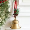 Christmas Bells Decors with Hanging Rope Pine Cone Bowknot Vintage Metal Bells for Tree Wreath Door Wall Decorations
