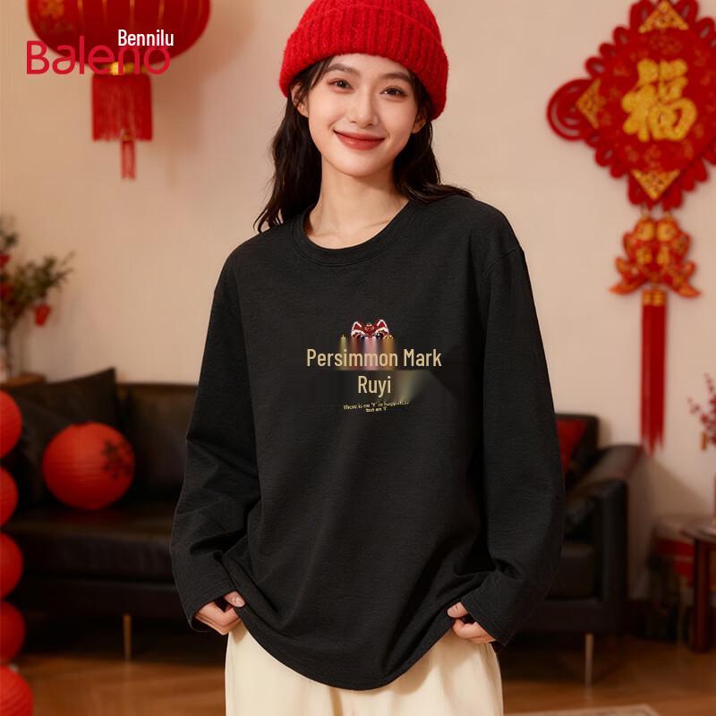 Baleno Women s Pure Cotton Loose Fit Graphic Print Long Sleeve T-Shirt L