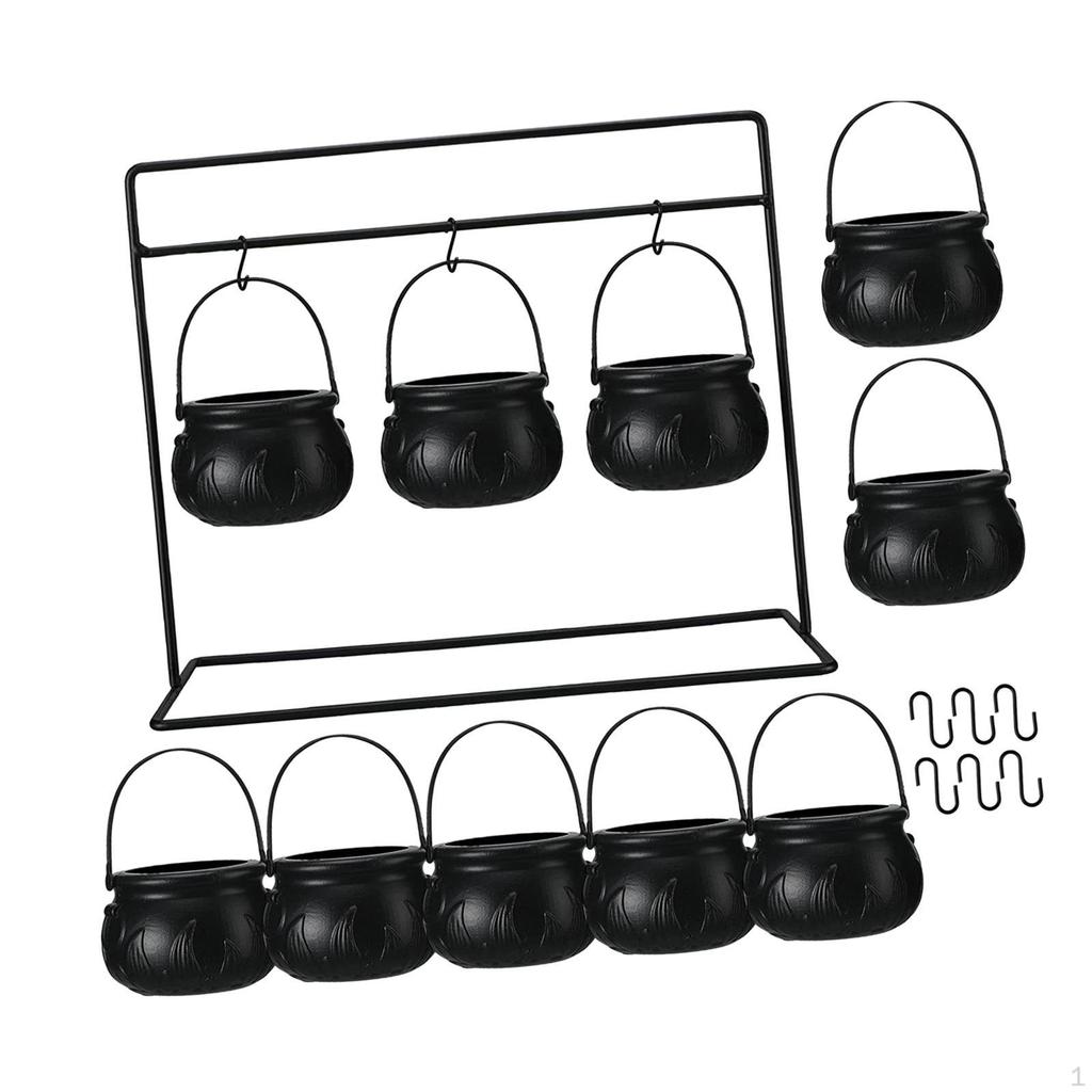 Halloween Candy Bowls Black Witches Serving Scene Props for Indoor Outdoor Small Kettles