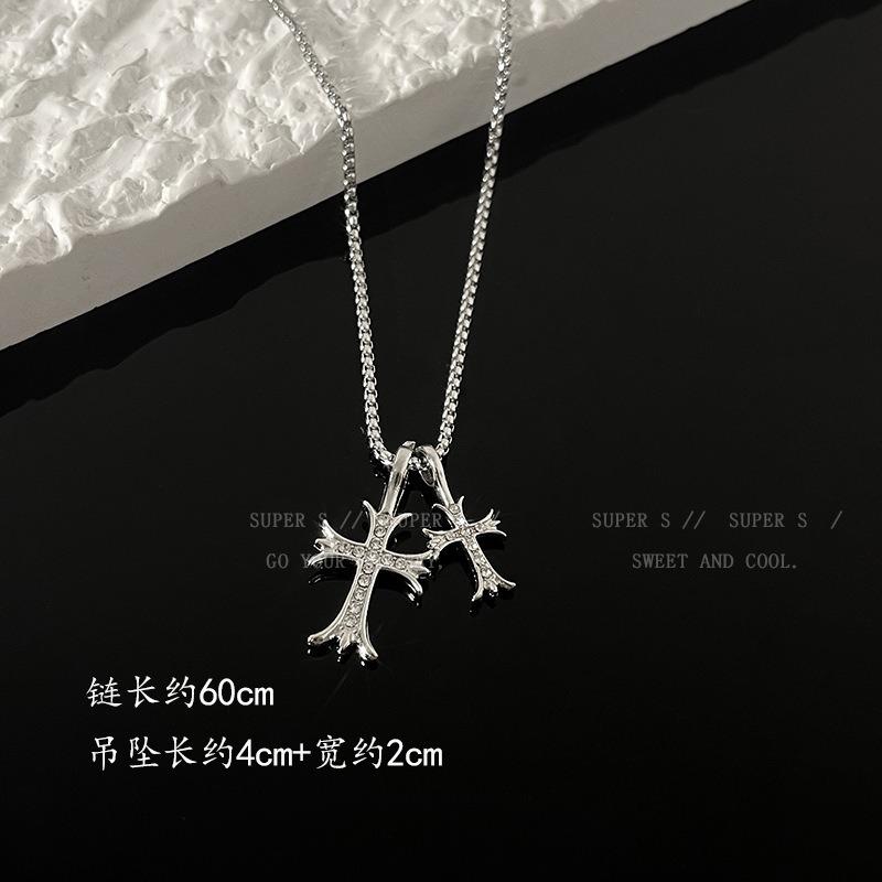 Long non-fading cross necklace hip-hop men's trendy sweater chain niche design sweater chain women's design