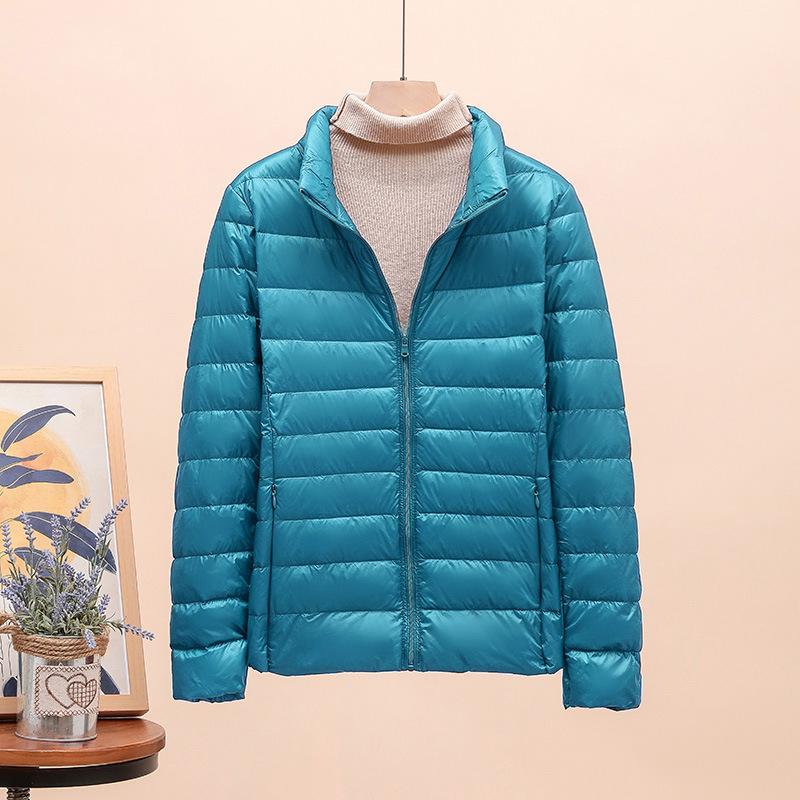 Autumn and winter light down jacket women's stand-up collar short white duck down fashion slim and light jacket large size winter clothing