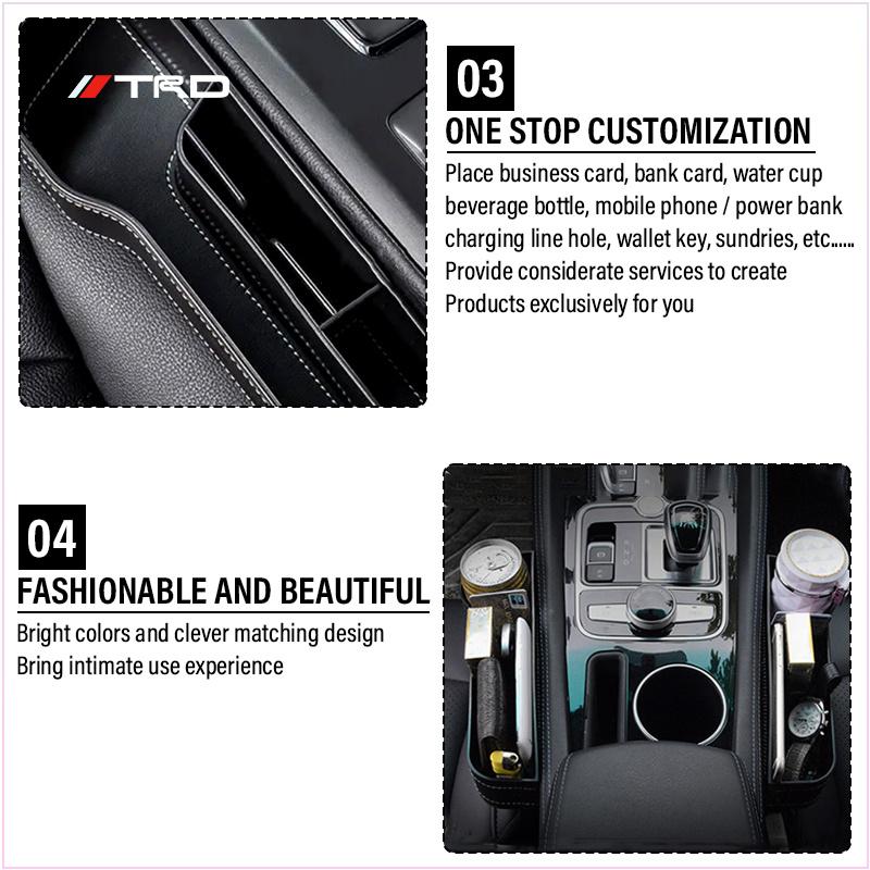 Car Seat Organizer Crevice Storage Box Gap Slit Car Accessories for Toyota Trd GR Camry Highlander Corolla Yaris Chr Auris RAV4