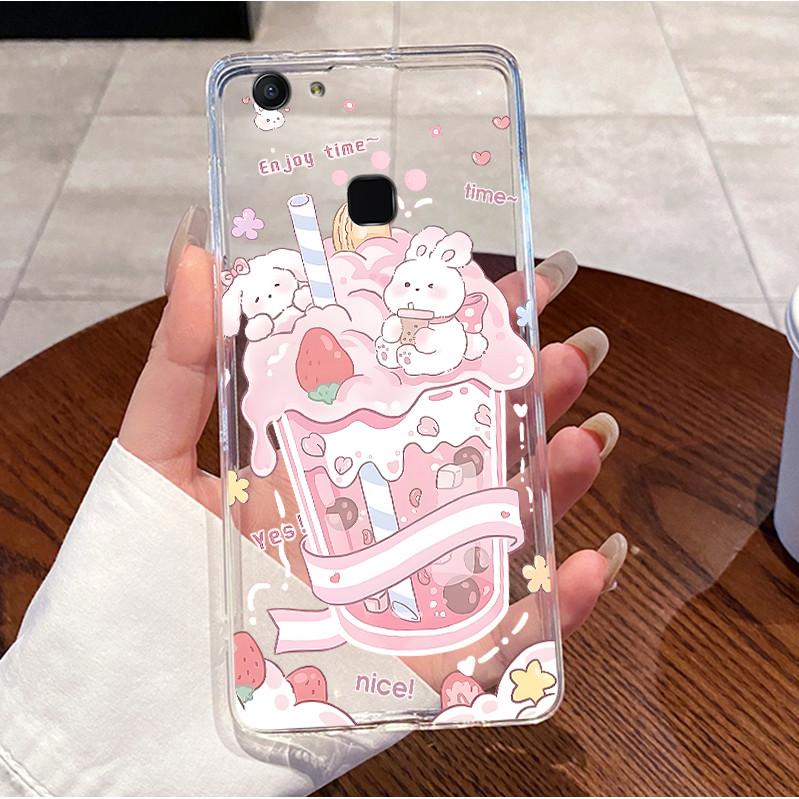 Case For Vivo V7+ V7 V 7 Plus 1716 1718 Casing Clear Back Cover Luxury Cute Love Heart Rabbit Funny TPU Soft Silicone Phone Case