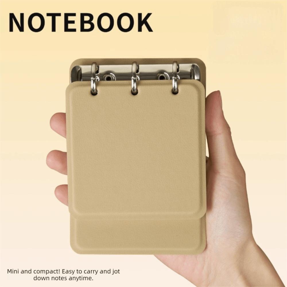 PU Leather Cover Loose-Leaf Notebook 3-Ring Binder Memo Pad Mini Pocket Notebook  Students