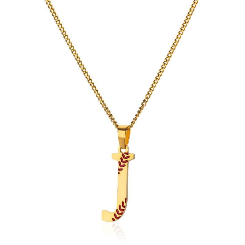 New Design Exquisite Baseball Initials - Letter Necklace Stainless Steel Chain English Pendant