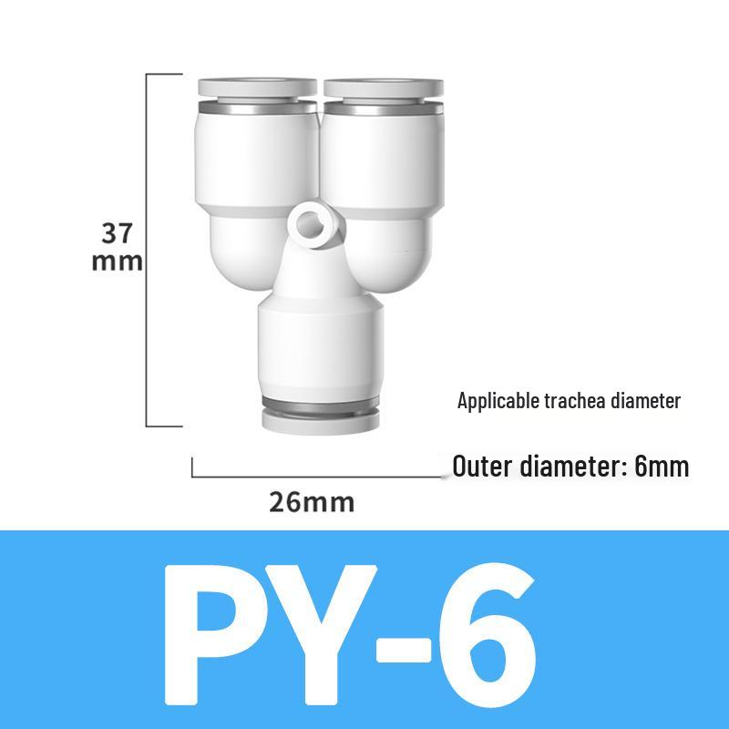 Pneumatic Quick Connect Tee, White Plastic, Straight Push-in, Sizes: 4-16mm