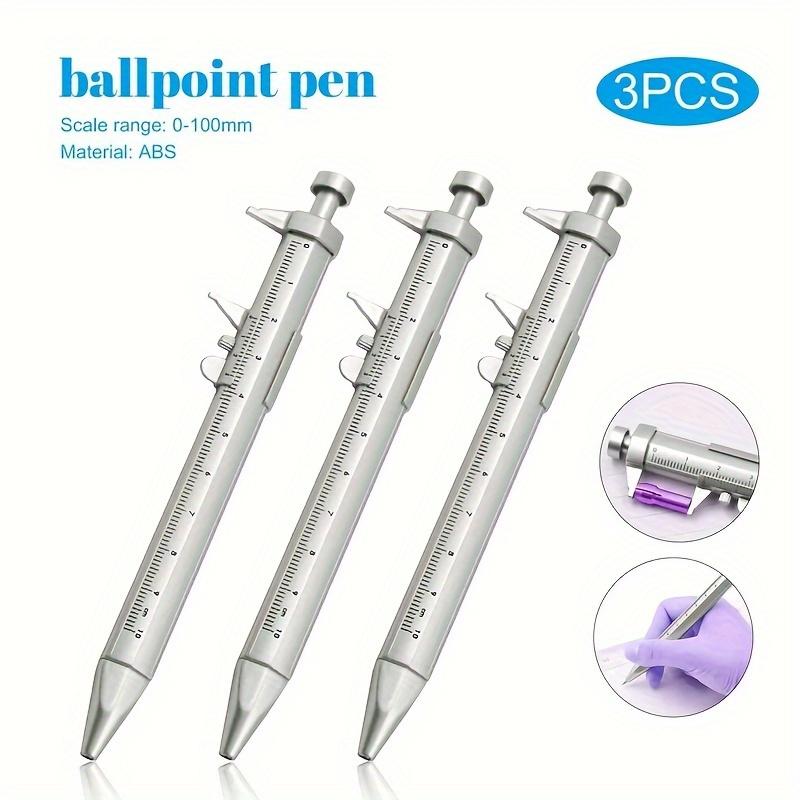 Precision Dial Vernier Caliper  Ballpoint Pen Set Dual-Purpose Plastic Scale Ruler 0-100mm Measuring Range Ideal for Office Use