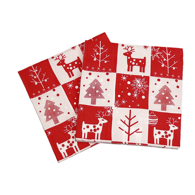 

20 шт. Рождественские бумажные салфетки Санта-Клаус Снеговик Веселые рождественские украшения для дома Новогодние одноразовые столовые приборы