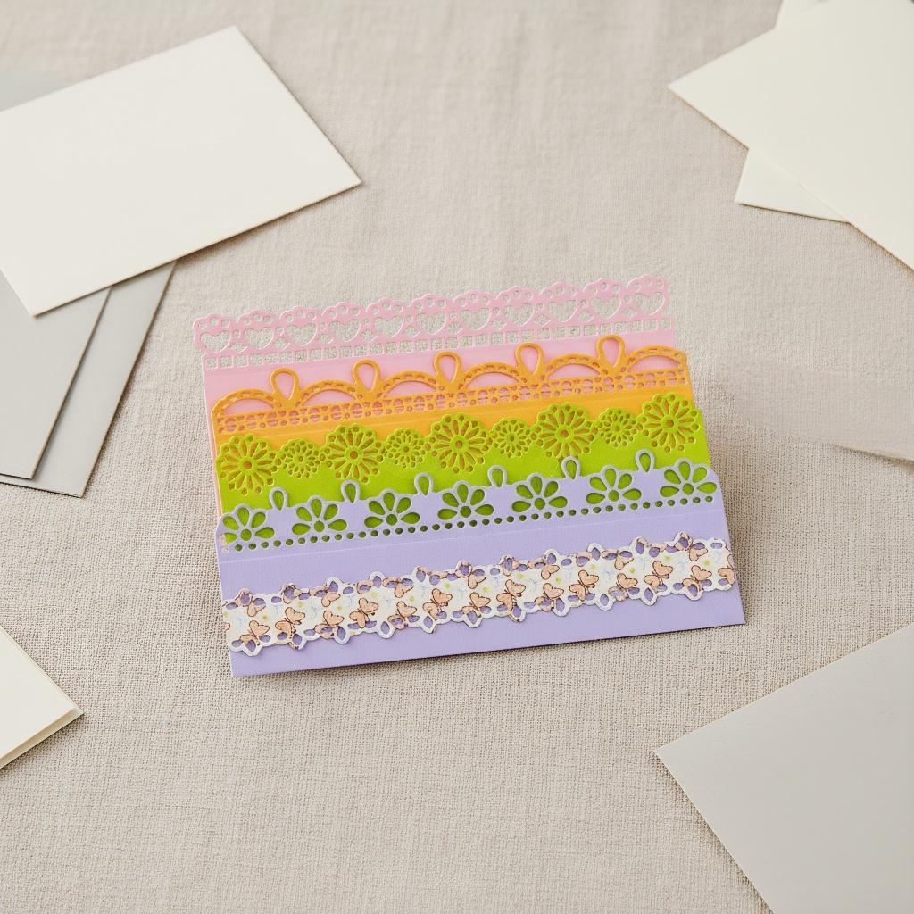 Metal Cutting Dies 5 Vintage Lace Borders Edge Embossing Stencil Die Cuts for Card Making DIY Scrapbook Album Decoration