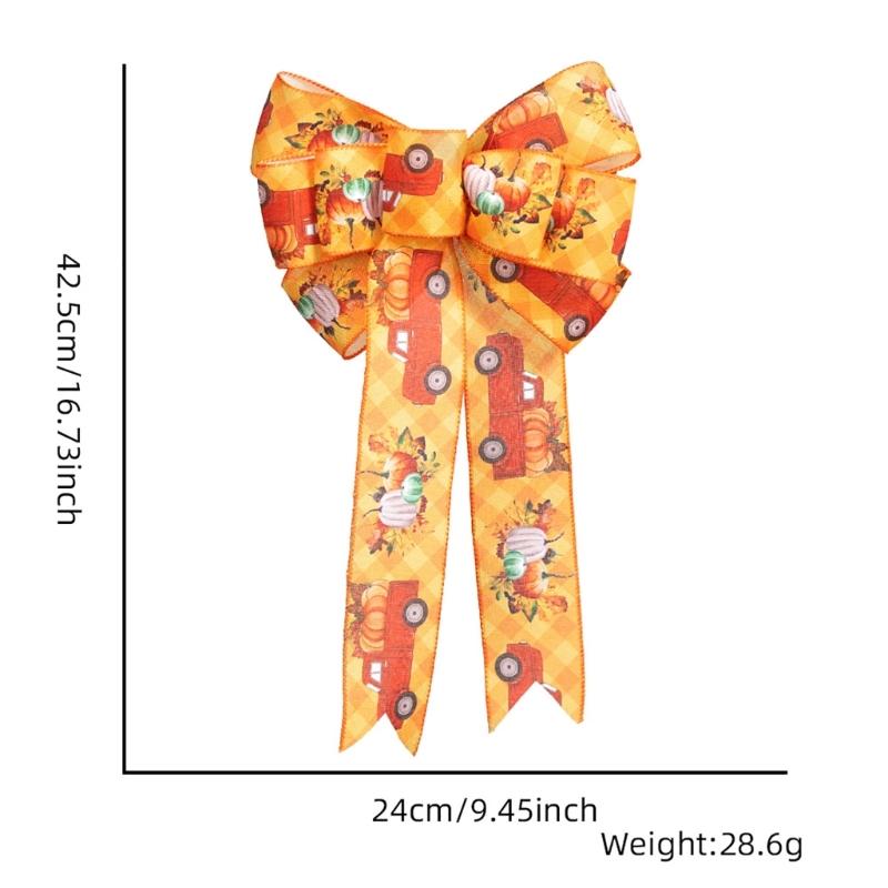 Thanksgiving Party Bow Decoration with Maple Leaf and Pumpkin Design DoubleLayer