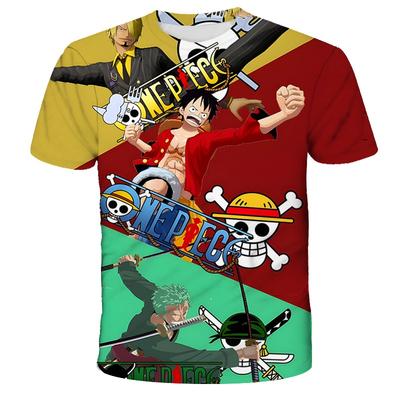 Anime One Piece Chlapecké tričko Cosplay Luffy Pánské Kreslené Krátký rukáv Cool Top Chlapecké Volné Pánské Oblečení Ležérní Tričko