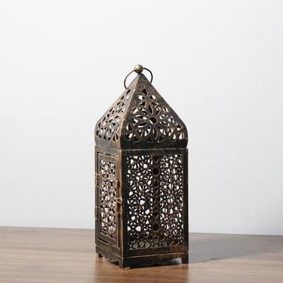 Vintage Metal Iron Candle Stand No Candle Portable Wind Lights Lantern Table Ornament Home Decor
