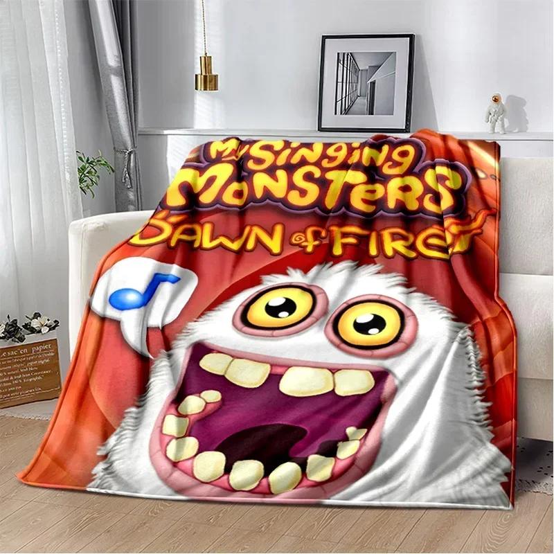My Singing Monsters Videospiel-Cartoon-weiche Plüschdecke, Flanelldecke, Überwurfdecke für Wohnzimmer, Schlafzimmer, Bett, Sofa, Picknick