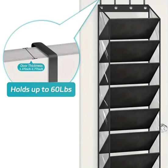 10 Tier Clear Over the Door Shoe Organizer 10 Large Deep Pockets Fit 20