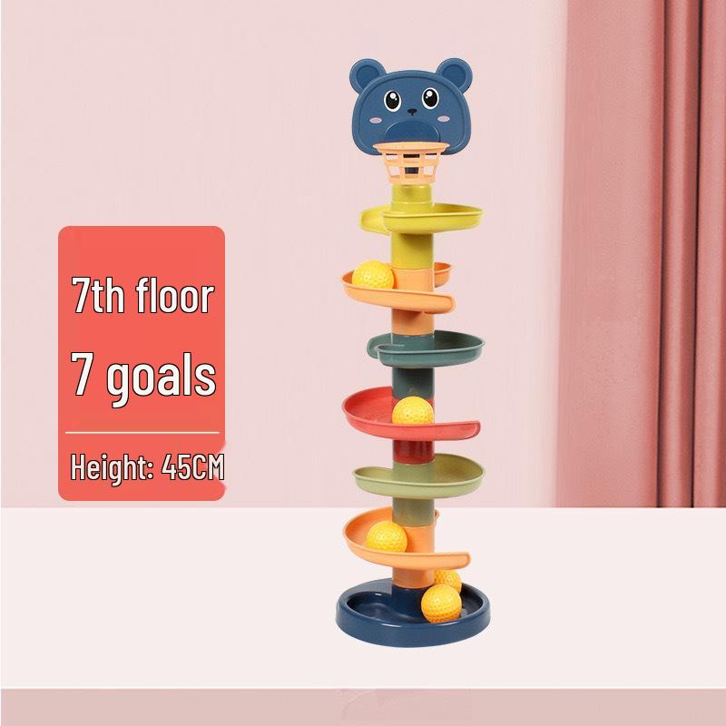 Children's Cartoon Basketball Stacking Toy: Rotating Fun Slide for Parent-Child Interaction