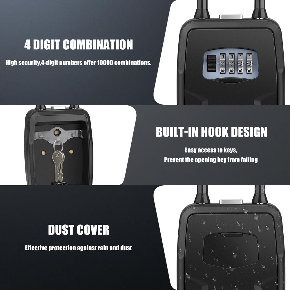 Passwords Code 4 Digit Combination Key Box Wall Mounted Key Lock Safe Box Key Safe Box  Garage