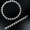 2pcs/set Heart Shaped Cubic Inlaid Necklace Set, 10mm Full Necklace For Personalized Style, Cross-border New Arrival
