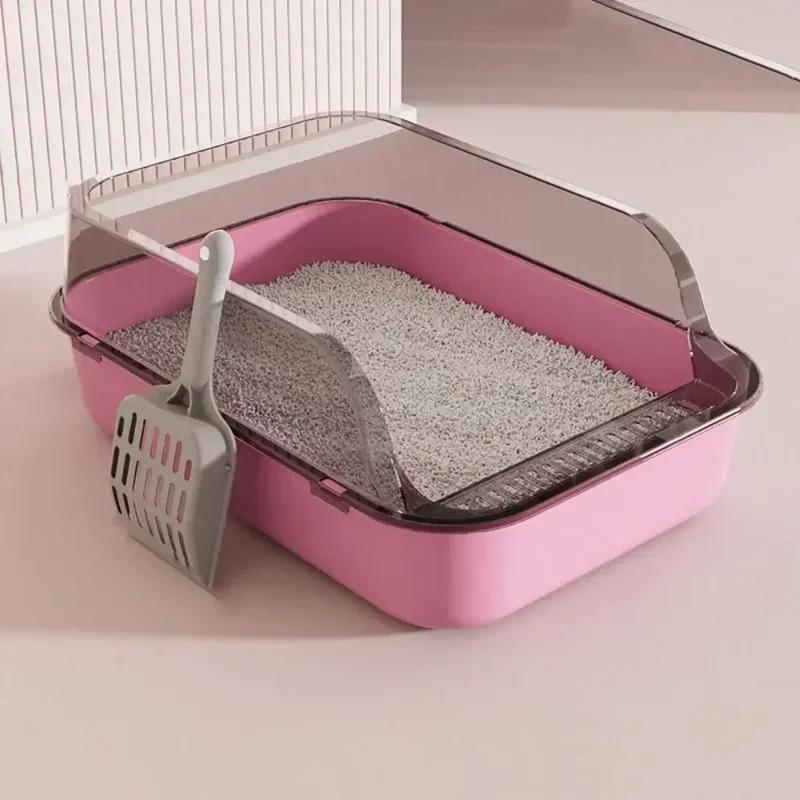Open Top Cat Litter Box with High Sides, Splashproof Kitty Toilet Tray for Indoor Cats Rabbits, Easy Clean Large Capacity Pan