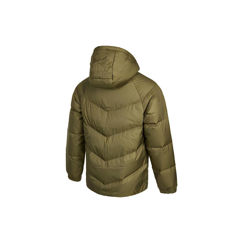 Adidas Solid Color Sports Warm Hooded Down Jacket Men Outerwear Green H20785