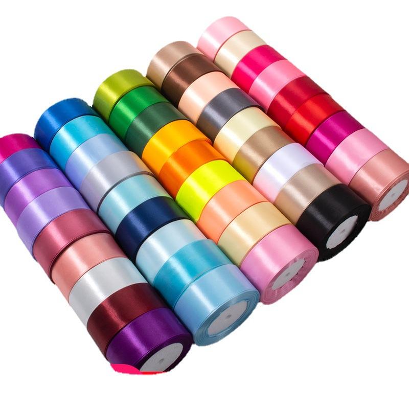 Factory Wholesale 1.5 Inches Single Sided Pastel Satin Ribbon Decorative Polyester Fabric Solid Logo Hair Gift Decoration