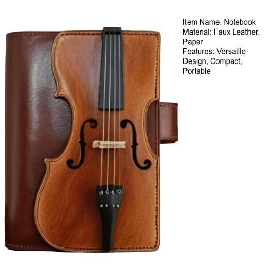 Vintage Violin Faux Leather Notebook Classic Music-Themed Writing Journal for Notes Diary Sketching Elegant Gift for Musicians Writers