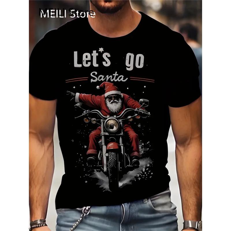 Christmas 3D Santa Claus Print T Shirt for Men Casual Short Sleeve Tee Shirts Fashion O-Neck Top New Year Gift Oversized T-Shirt