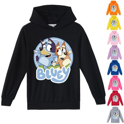 Unisex Children Bluey Hooded Tops Spring Autumn Hoodies Pullovers Casual Wear