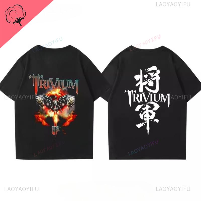 Trivium Tričko Ascend Above The Ashes Tour 2025 Tričko Oboustranně Tištěné Bavlna Vintage Heavy Metalová Kapela Rocková Hudba Tričko