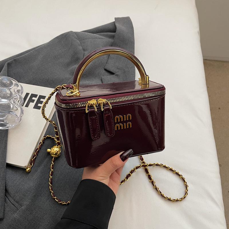Vintažinė Miu maža kvadratinė grandinėlės rankinė - moteriška kasdienio stiliaus rankinė per petį ir crossbody