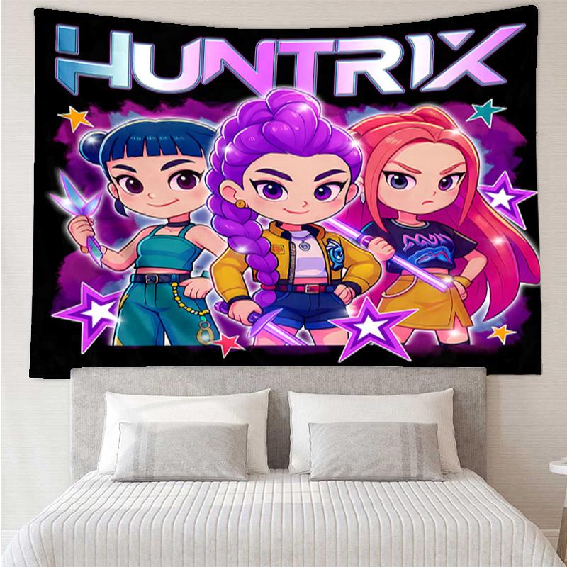 Kpop Hunter12 Tapestry for Bedroom Aesthetic Classroom Tapestries Wall Hanging for Living Room Dorm Office,Ideal Creative Gift