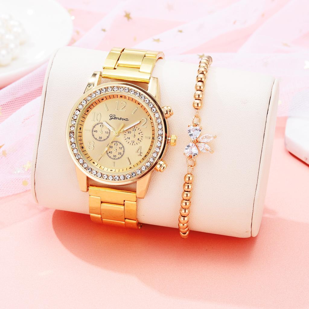 Elegant Ladies Quartz Watch Rose Gold Stainless Steel Band Women Wristwatch Relógio Luxury Diamonds Rhinestone Watch Women