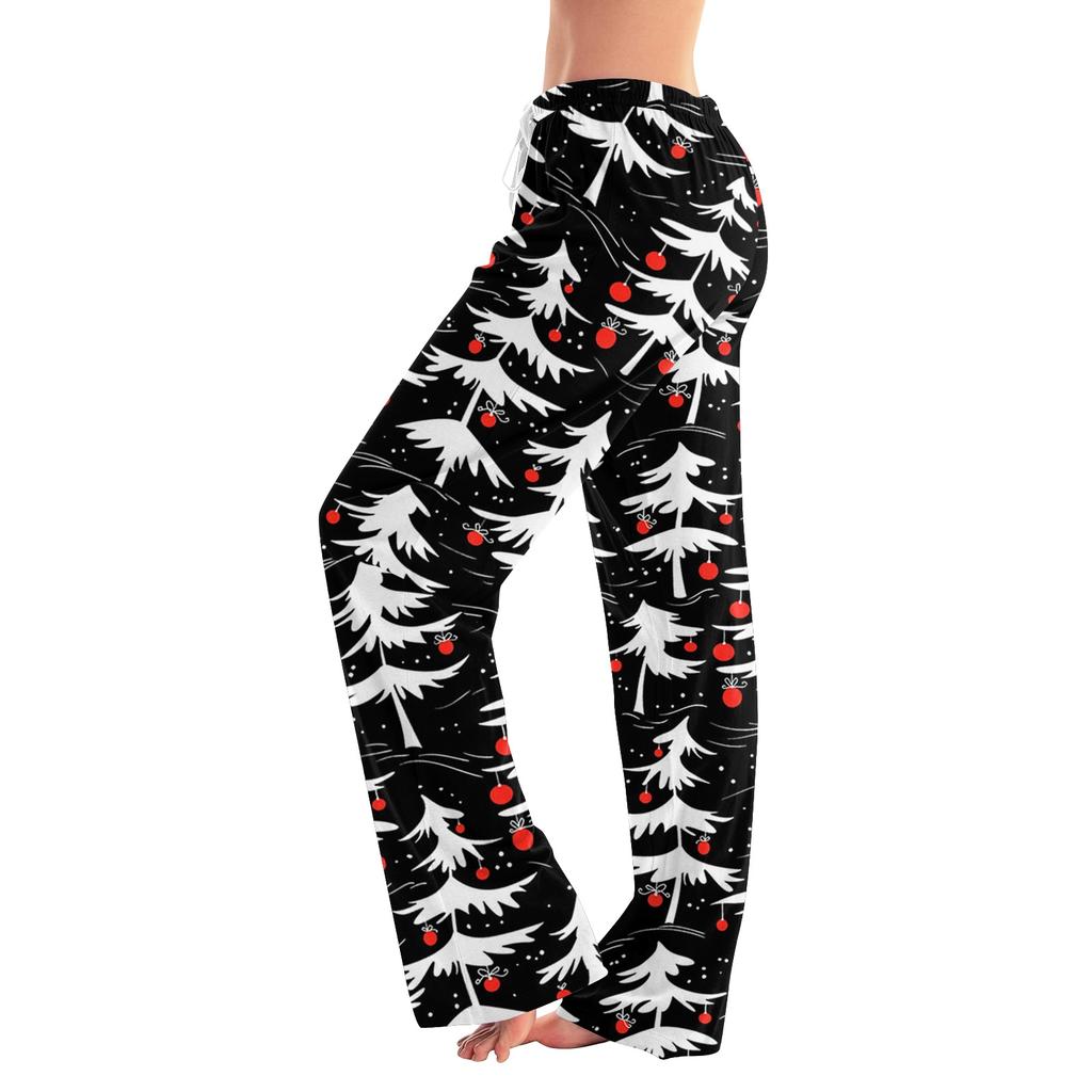 Womens Pajama Pants Sleepwear Casual Drawstring Elastic Waist Pants Comfy Straight Yoga Loose Trousers