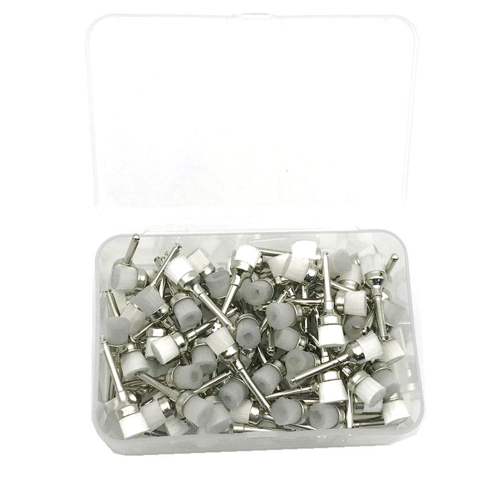 100pcs Dental Prophy Brushes Polishing Polisher Rubber Cup Disposable Latch Type Colorful Buff Nylon Bristles Brush