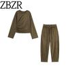 Za New Fall Women's Clothing 2025 Fashion Wind Suede Effect Peplum Top 5070462 Pants 5070463
