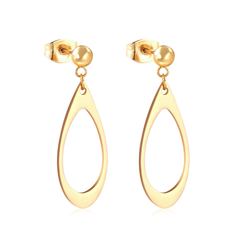 Geometric Stud Earrings Round Triangle Fringed Earrings Stainless Steel Plated 18K Gold Earrings