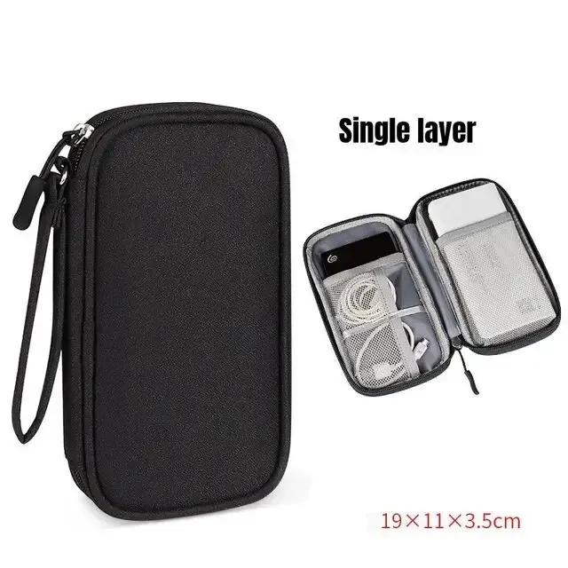 1pc Digital Accessories Organizer Bag Single Double Layer Cables Chargers Earphones Storage Bag Portable Travel Storage Pouch