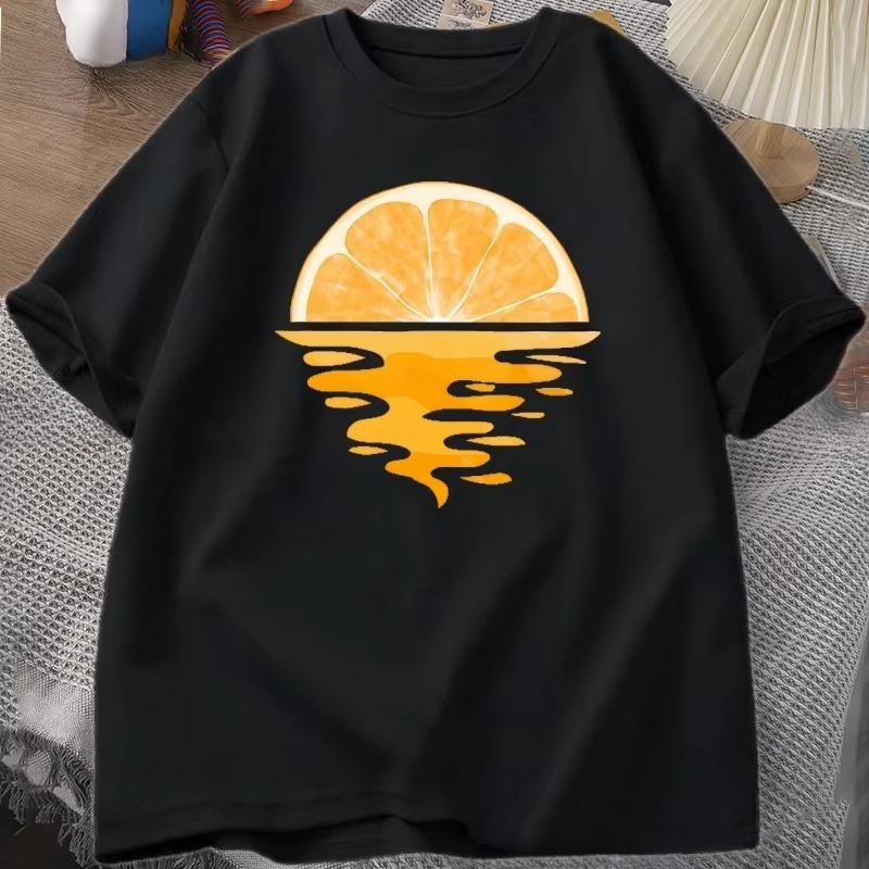 Orange Fruit T Shirt Fruit Lover Party Tee Shirt Casual Unisex WOMEN Cotton Short Sleeve Unisexs Designer Clothes Streetwear Tees Tops