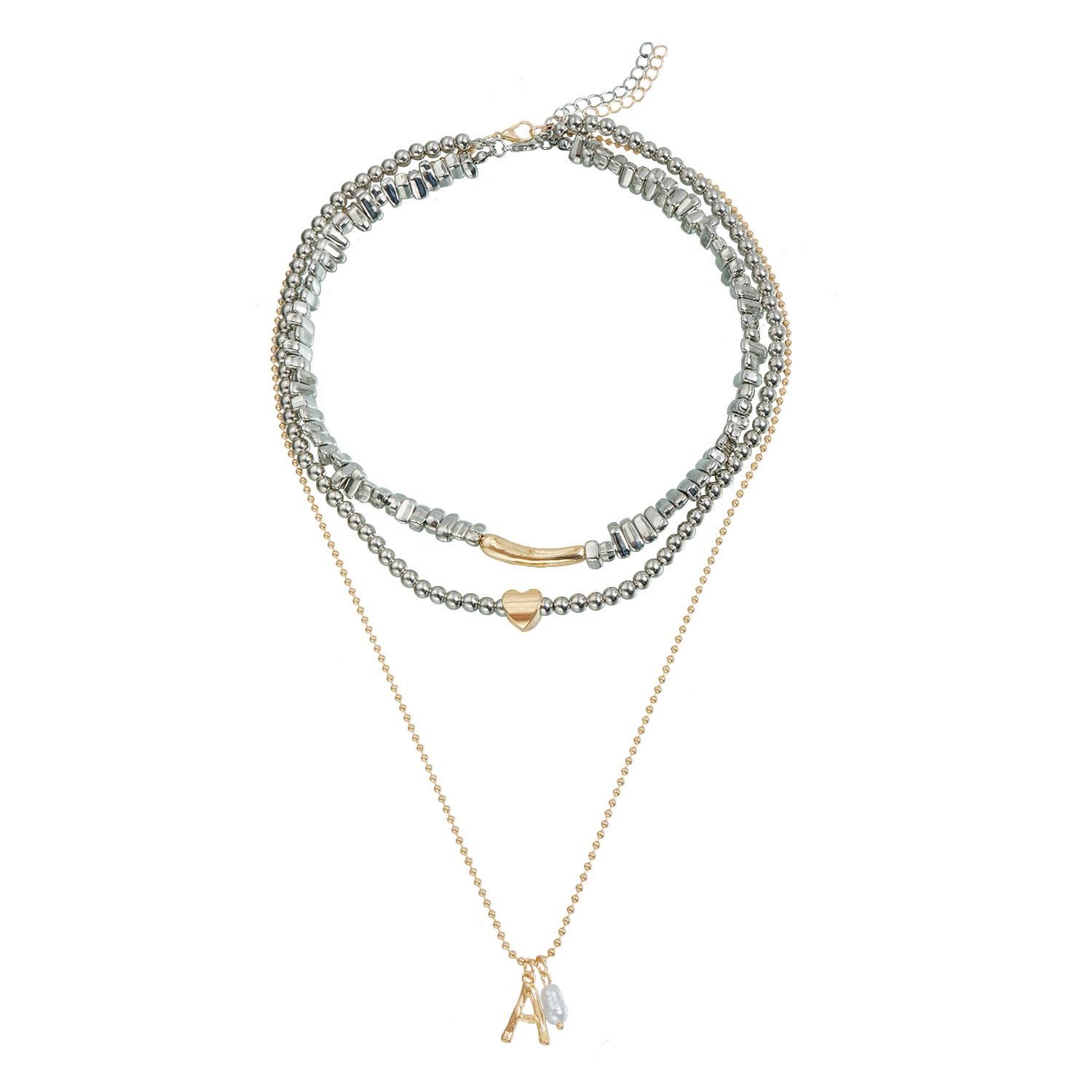 

European and American jewelry light luxury high sense love letter A necklace women s fashion irregular beaded necklace золотой