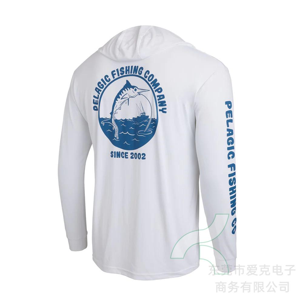Pelagic Hooded Fishing Suit Men's Summer Sunscreen Quick-Drying Fishing Shirt Outdoor Sportswear Breathable Top