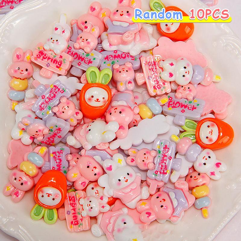 10Pcs Colorful Flower Flatback Resin Cabochons Flower Cabochon Beads For Diy Crafts Jewelry Making Decoration Accessories