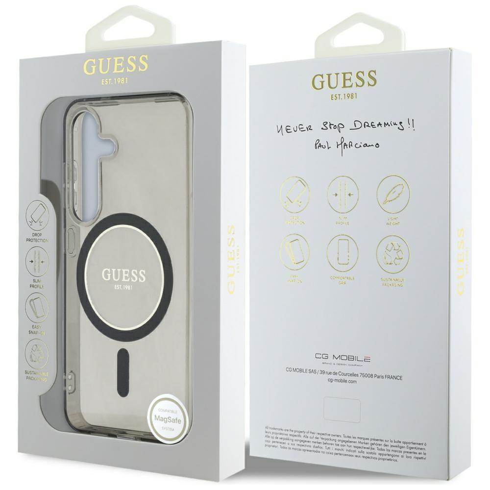 Guess Glitter Circle Classic Logo MagSafe Case for Samsung Galaxy S25 Black